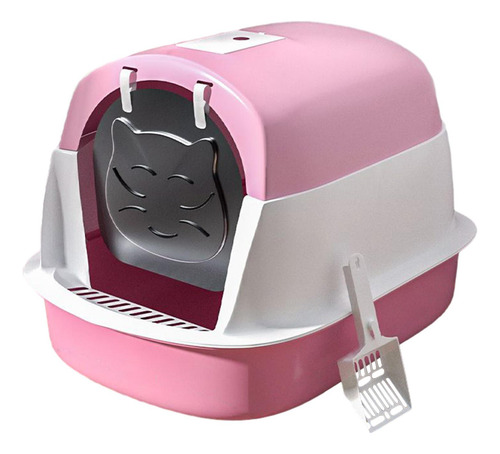 Caja De Arena Para Gatos Con Capucha Y Tapa, Bandeja De Rosa