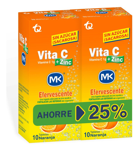 Oferta Vitamina Vita C+zinc Mk Ef - Unidad a $32100