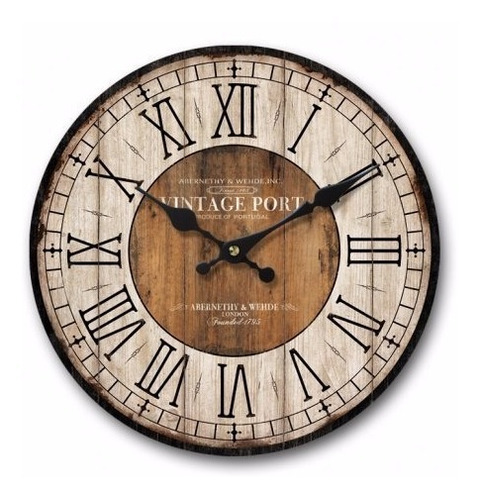 Reloj Pared Vintage 30 Cm Deco Retro Numeros Romanos