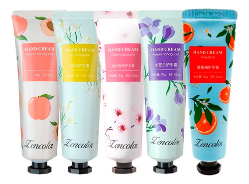 Set 5 Cremas Para Manos Suaves Combo A De Bolsillo Hidratante Reparadora Aroma De Frutas