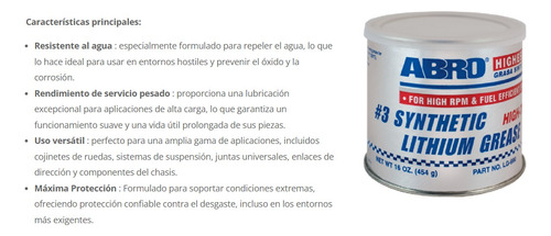 Grasa De Litio Sintética Multip Alta Temperatura #3 Abro