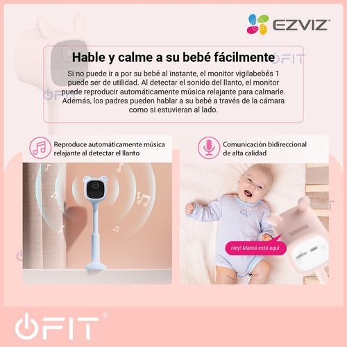 Imagen 4 de 11 de Baby Call Camara De Seguridad Wifi Audio Full Hd Ezviz Rosa