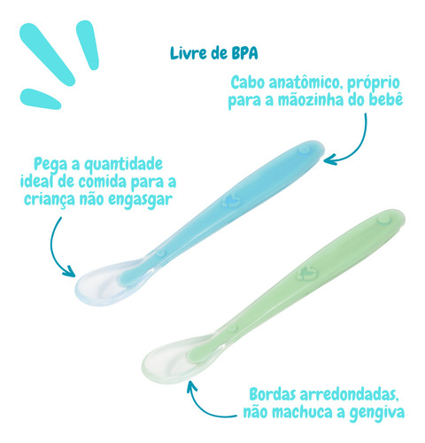 Kit Colher Infantil De Silicone Macio Anatômica 2 Unid Buba