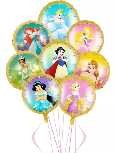 Set 8 Globos Redondos Princesas De Disney