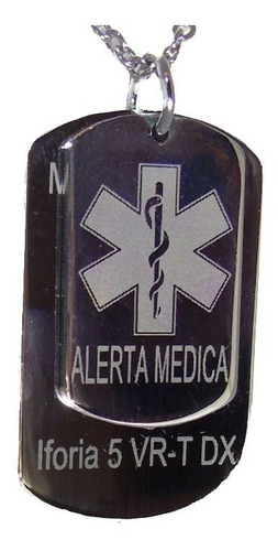 Cadena + Medalla Acero Doble Alerta Médica Identidad Datos