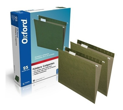 Folder Papel Carta Pendaflex Colgante Color Verde C/25 Pzs