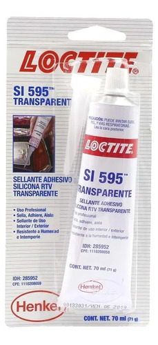 Silicona Rtv Transparente Si 595 70ml Loc-285952 Loctite  