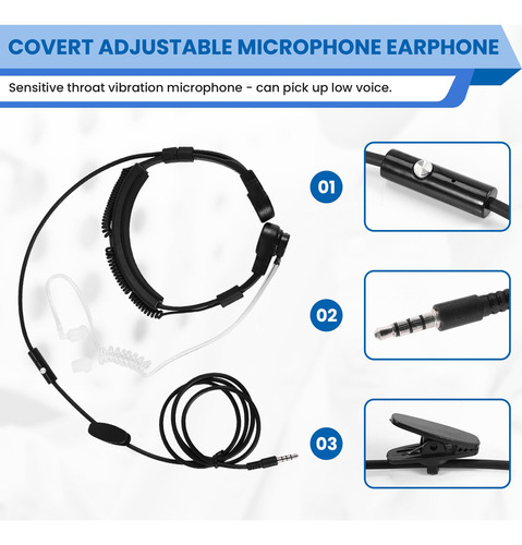 Nuevo Auriculares Con Micrófono Táctico Con Garganta De 3,5