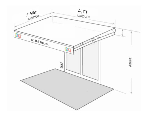 Imagem 4 de 8 de Toldo Articulado Motorizado 4,m Largura X 2,5m Avanço So3m