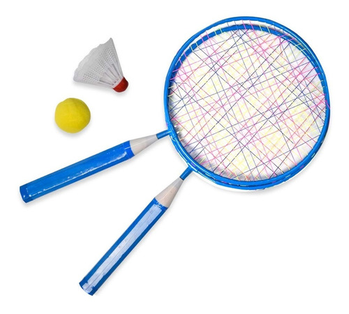 Kit Badminton Infantil 2 Raquetes E 2 Petecas Pista E Campo