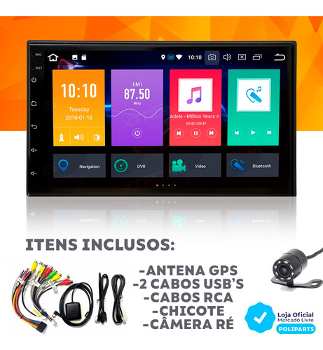 Kit Multimidia Android Hilux 2005 A 2011 Moldura + Câmera Ré