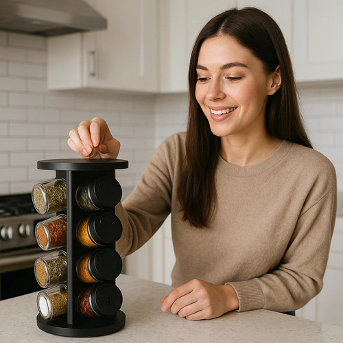 Conjunto 8 Pote Potinhos De Sal Temperos Vidro Preto