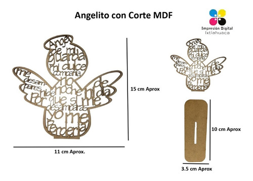 Paquete De 40 Angelitos Mdf 15x11 Cm Aproximadamanete
