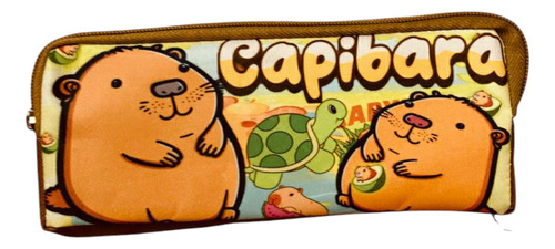 24 Lapicera Escolar Infantil Doble Cierre Capibara Surtidos Caqui Capibara