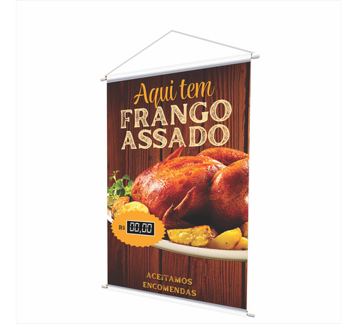 Faixa Banner Painel Anúncio Frango Assado Editável Cor Modelo 1