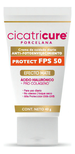 Crema Antiedad Protector Fps 50 Cicatricure Porcelana 40g