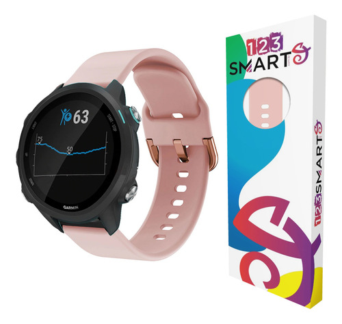 Pulseira De Silicone Colorido 20mm Marca 123smart Compativel Com Garmin Forerunner 158 245 245 Music 55 645 645 Music Move3 S40 Venu Vivomove Venu Sq Vivoactive3  Cor - Rosa