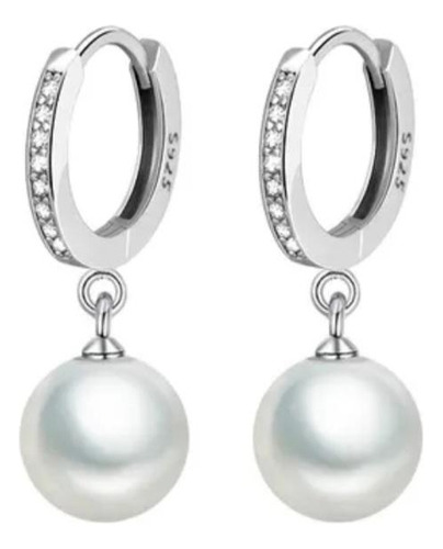 Hermosos Aros De Perla Para Mujer, Plata 925 
