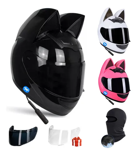 comprar Casco Moto Mujer Con Orejas De Gato Doble Micas Certificado