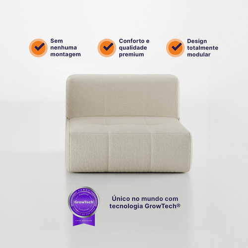 Sofá Na Caixa Modular 1 Lugar Poltrona Em Boucle Cor Bege Desenho do tecido Big freshness