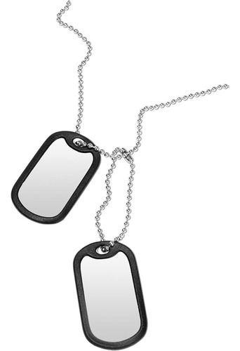 Chapa Identificatoria Militar X 2 Con Cadena Y Goma Plateado