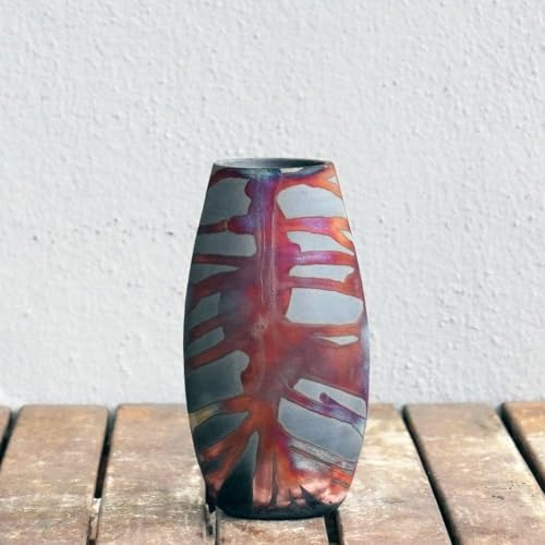 Raaquu Tsuri Jarrón Raku De Cerámica Hecho A Mano De 6 Pulga