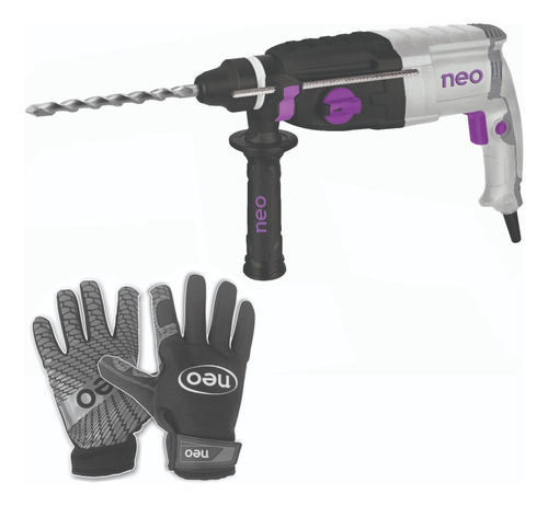 Rotomartillo 30 Mm 900w 4.5j Neo En Maletin + Guantes Color Gris Frecuencia 50-60hz