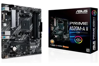 Tarjeta Madre Asus Prime A520m-a Ii Csm Am4 Ranuras Ram 4 Color Negro