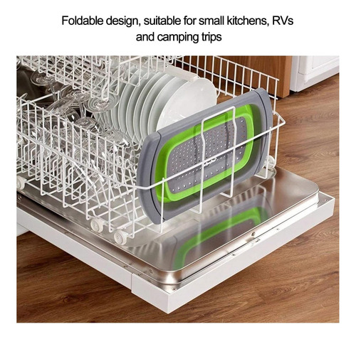 Drenaje Colador, Cesta De Desagüe Plegable Verde Silicona