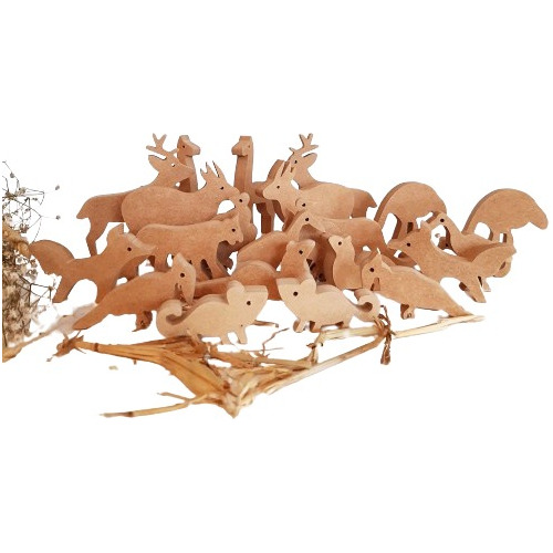 Set Arca De Noé C/ 22 Un. Figuras Animales Madera Mdf 