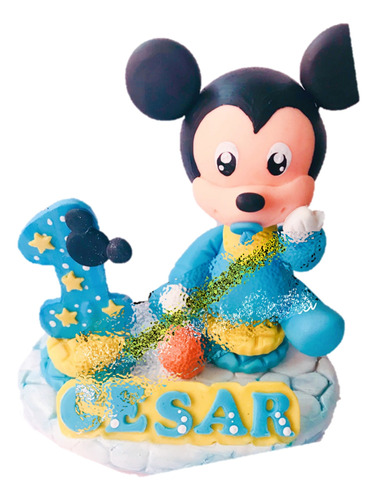 Cake Topper Micky Mickey Bebe Pasta Francesa Vela Pastel