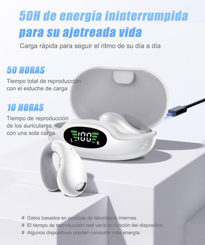 Audífonos Conducción Ósea Inalámbrico Bluetooth 5.3 S19 Color Blanco