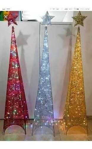 Arbol Piramide Iluminada Luz Led Metal 180 Cm Navidad Pascua