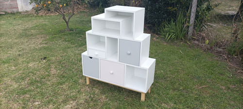 Repisa Estantería Cajones Mdf Melaminico Base De Madera