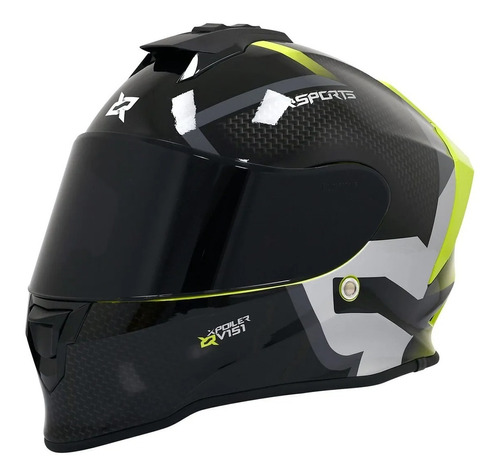 Casco Integral X-sports V151 Origen/visor Claro Color Negro/Amarillo Diseño Solid Tamaño del casco M