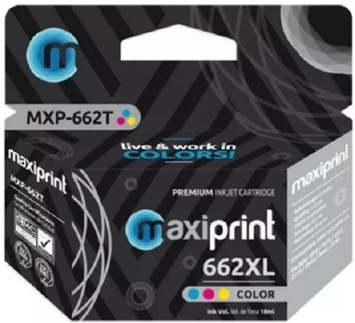 Cartucho Compatible Hp Marca Maxiprint 662 Tri Color Xl