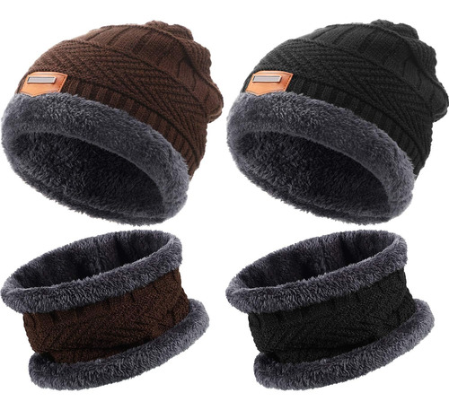 Conjunto De Gorro Y Bufanda De Invierno Gorro Con Forro Pola