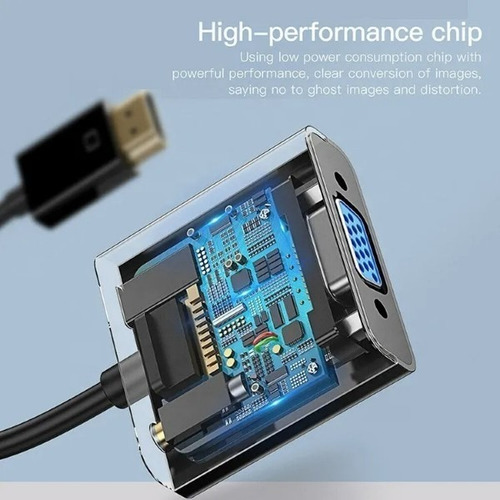 Imagen 5 de 8 de Cable Adaptador Convertidor De Hdmi A Vga 1080p Laptop Tv