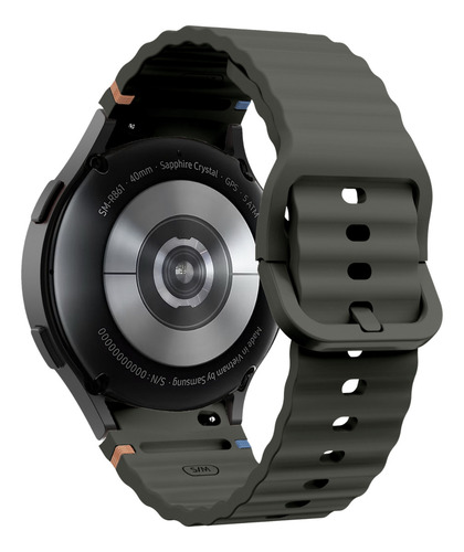 Pulseira Fecho Silicone Respirável Para Galaxy Watch 4 5 6 7 Cor Cinza-escuro