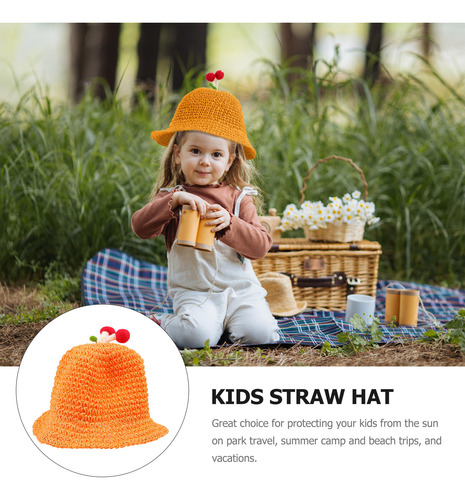 1 Gorro De Playa Para Niños Tejido En Paja Con Forma De Hong