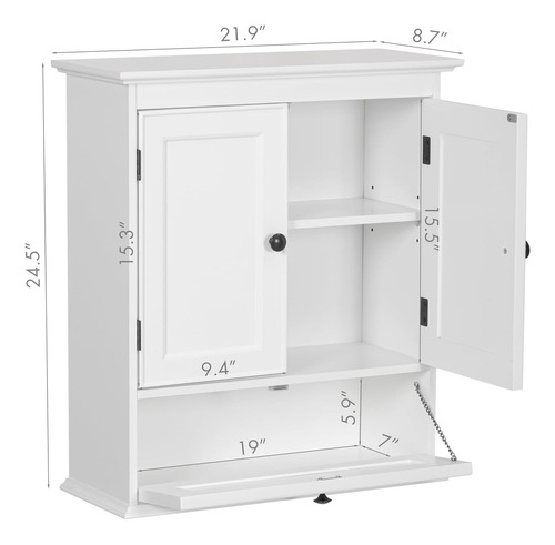 Armario De Pared De Baño Pequeño Con Puertas Y Estante Ajust