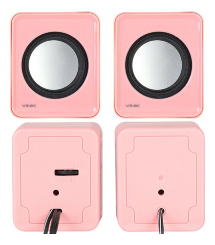 Alto Falante Vinik Para Computador Pequena P2 Usb Cor Rosa