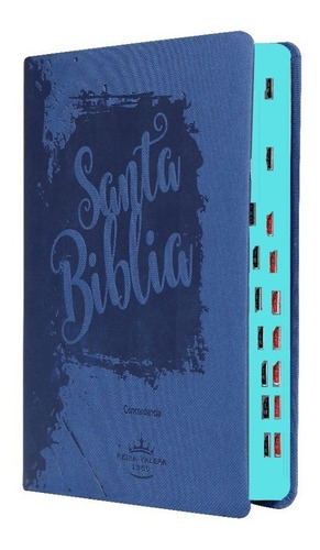 Biblia Letra Grande Azul Simil Piel Índice Reina Valera 1960