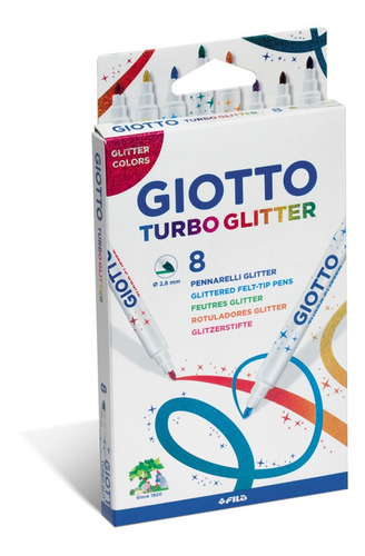 Marcadores Fibras Giotto Turbo Glitter X8 Colores Con Brillo