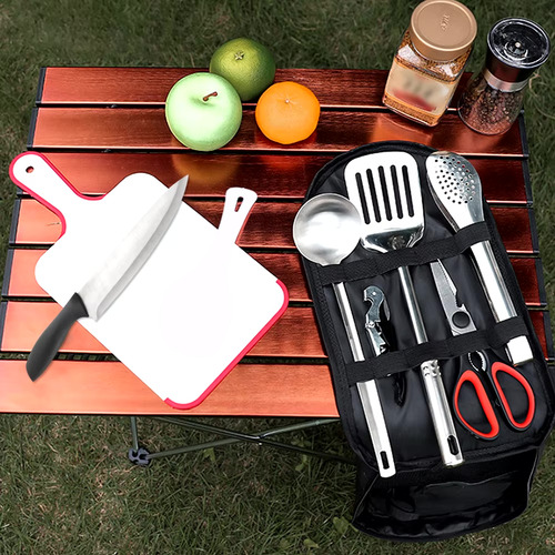 Juego Utensilios De Viaje Portátiles Acampar Picnic En Bolsa