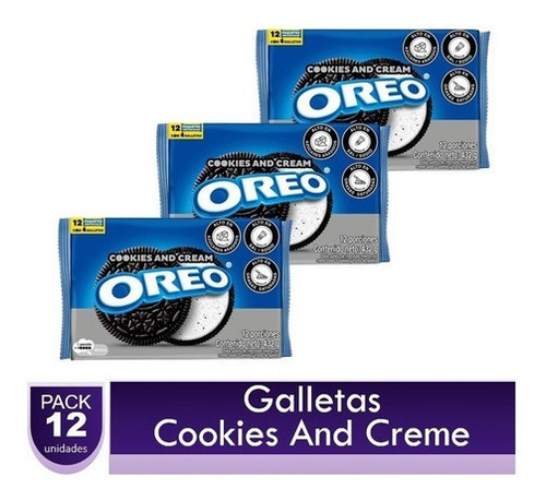 Galletas Oreo Cookies And Cream 3 Paquetes X12 Unidades