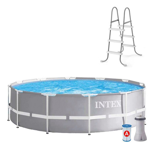 Piscina Intex Estructural 6500 L + Escalera Intex Color Gris 26712