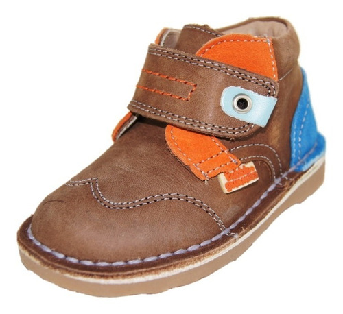 Zapato Bota Niño Bubble Gummers Dolar Piel Cafe/azul 13-17