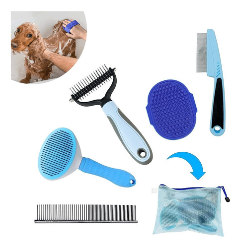 5 Kit Cepillo Deslanador De Pelo Para Perros Evita Los Nudos