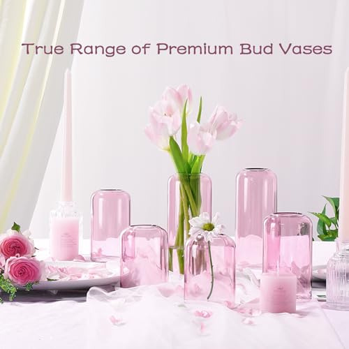 Conjunto De 6 Jarrones De Cristal Rosa Para Flores